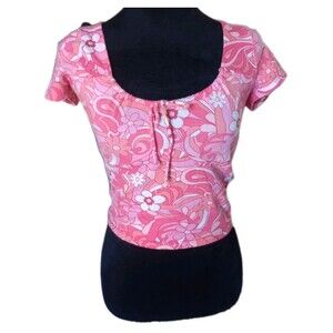 Hollister Women's S Pink Paisley 60's Flower Child Style Crop Top
